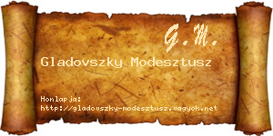 Gladovszky Modesztusz névjegykártya